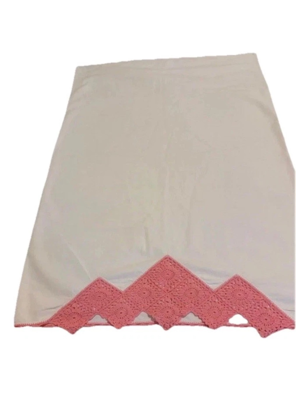 Vintage White Pillowcase Pink Crochet Trim Handmade Cottagecore Shabby Chic
